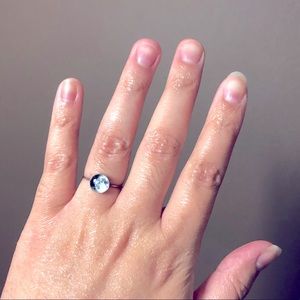dainty sterling silver full moon ring